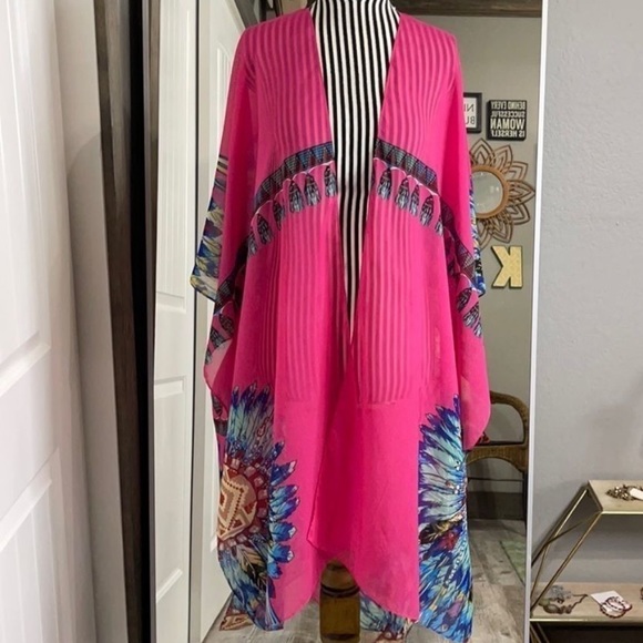 ESLEY Pink Kimono Beach Coverup - Picture 8 of 16
